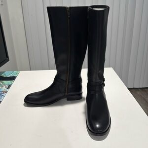 Frye Melissa Belted Tall Boot Black Leather size 7.5